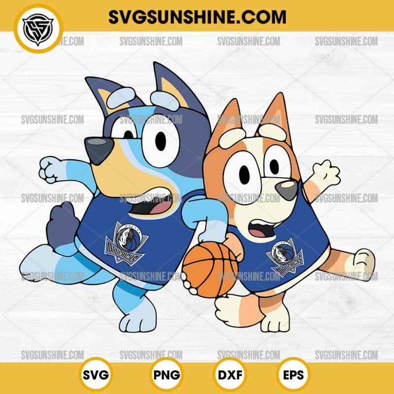 Bluey And Bingo Dallas Mavericks Basketball SVG PNG File