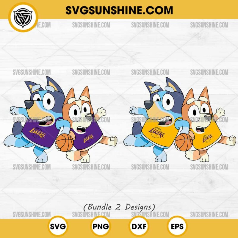 Bluey And Bingo Los Angeles Lakers Basketball SVG PNG File