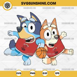 Bluey And Bingo Miami Heat Basketball SVG PNG File