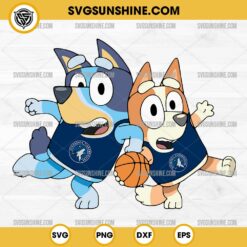 Bluey And Bingo Minnesota Timberwolves Basketball SVG PNG File