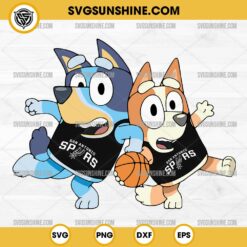 Bluey And Bingo San Antonio Spurs Basketball SVG PNG File