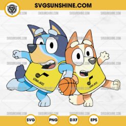 Bluey And Bingo Utah Jazz Basketball SVG PNG File