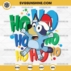 Bluey Ho Ho Ho Christmas SVG, Bluey Santa Hat Christmas SVG