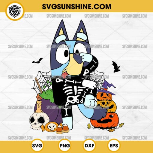 Bluey Skeleton Halloween SVG, Bluey Pumpkin Halloween SVG, Halloween Bluey SVG