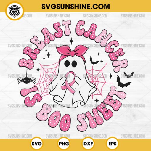 Breast Cancer is Boo Sheet SVG PNG, Boo Ghost Breast Cancer Halloween SVG