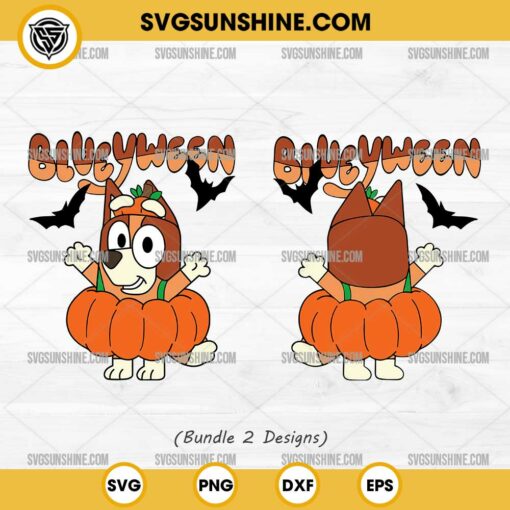 Bundle Bingo Halloween SVG, Blueyween SVG, Bluey Bingo Pumpkin Halloween SVG