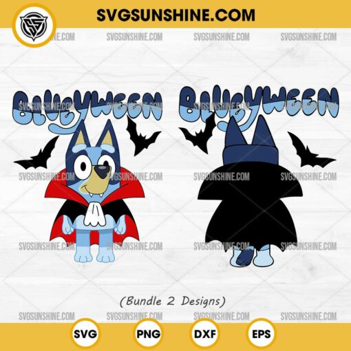 Bundle Blueyween SVG, Bluey Halloween SVG, Vampire Bluey Bat SVG