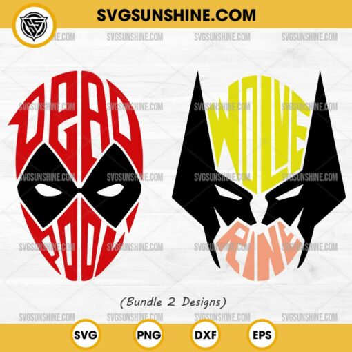 Bundle Deadpool And Wolverine Face SVG, Deadpool SVG, Wolverine SVG