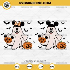 Disney Mickey Minnie Mouse Ghost Svg, Disney Happy Halloween Svg, Ghost Mouse Couple Svg