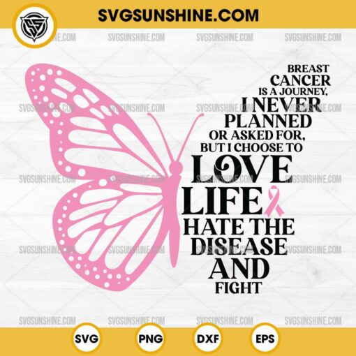 Butterfly Breast Cancer Awareness SVG, Breast Cancer is A Journey SVG, Breast Cancer SVG