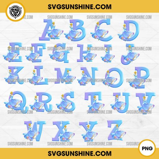 Cinderella Alphabet PNG, Disney Princess Alphabet Letters PNG, Cinderella Alphabet Clipart Digital Download