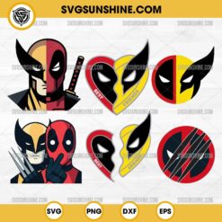 Deadpool And Wolverine SVG Bundle, Deadpool Wolverine Heart Necklace SVG PNG Vector Clipart