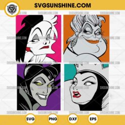 Disney Villains SVG File, Evil Queen SVG, Maleficent SVG, Ursula SVG, Cruella De Vil SVG