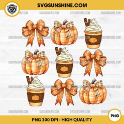 Fall Pumpkin Coquette Bow PNG, Pumpkin Spice Coffee Latte PNG, Coquette Fall Vibes PNG