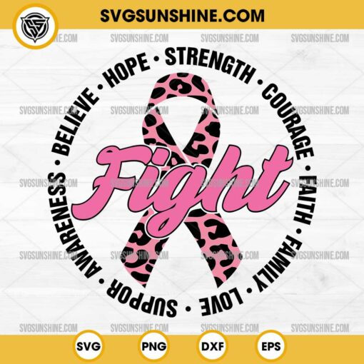 Fight Breast Cancer SVG, Leopard Ribbon SVG, Breast Cancer Awareness SVG