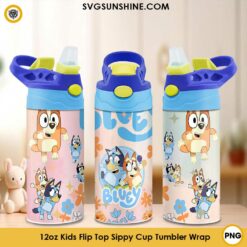 Bluey Bingo 12oz Kids Tumbler Wrap PNG File