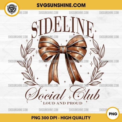 Sideline Social Club PNG, Football Bows PNG, Coquette Football PNG