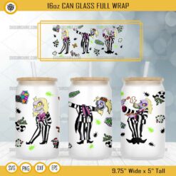 Funny Beetlejuice Libbey 16oz Can Glass Full Wrap PNG