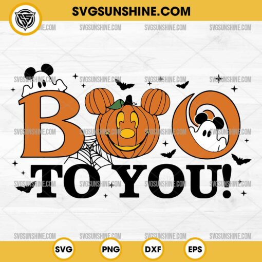 Halloween Boo To You SVG, Pumpkin Mouse Head SVG, Mickey Mouse Halloween SVG