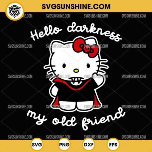 Hello Darkness My Old Friend SVG, Hello Kitty Vampire SVG, Hello Kitty Halloween SVG