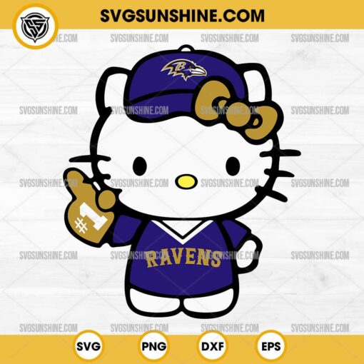 Hello Kitty #1 Baltimore Ravens Football SVG PNG DXF EPS Cut Files