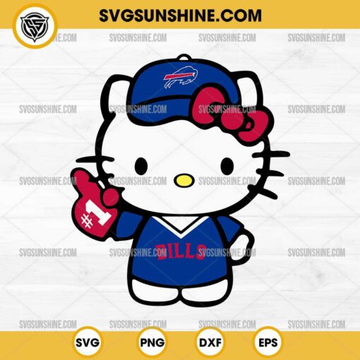 Hello Kitty #1 Buffalo Bills Football SVG PNG DXF EPS Cut Files