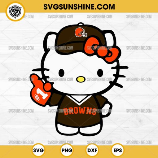 Hello Kitty #1 Cleveland Browns Football SVG PNG DXF EPS Cut Files