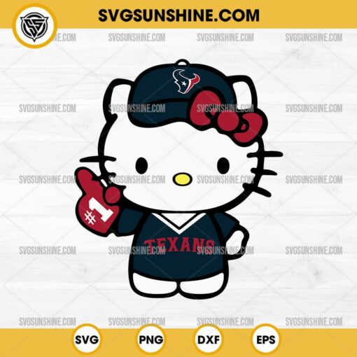 Hello Kitty #1 Houston Texans Football SVG PNG DXF EPS Cut Files