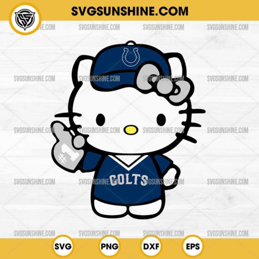 Hello Kitty #1 Indianapolis Colts Football SVG PNG DXF EPS Cut Files