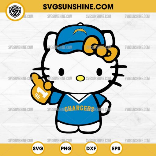 Hello Kitty #1 Los Angeles Chargers Football SVG PNG DXF EPS Cut Files