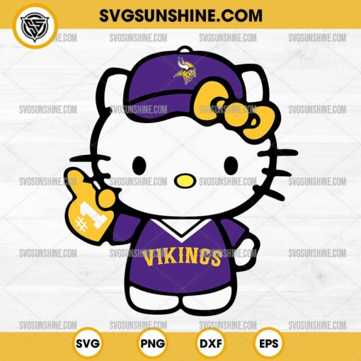 Hello Kitty #1 Minnesota Vikings Football SVG PNG DXF EPS Cut Files