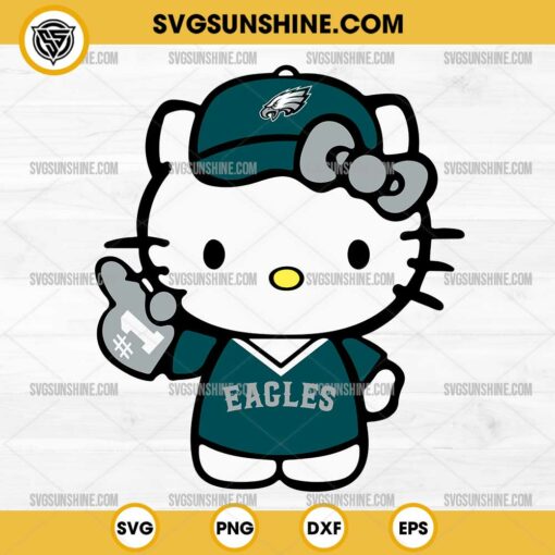 Hello Kitty #1 Philadelphia Eagles Football SVG PNG DXF EPS Cut Files