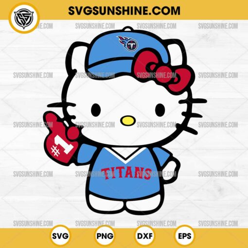 Hello Kitty #1 Tennessee Titans Football SVG PNG DXF EPS Cut Files