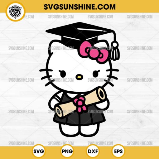 Hello Kitty Graduation SVG, Hello Kitty Senior SVG, Graduate Hello Kitty SVG, Kitty School SVG