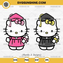 Bundle Hello Kitty Graduation SVG, Graduate Hello Kitty SVG, Pink Hello Kitty Senior SVG