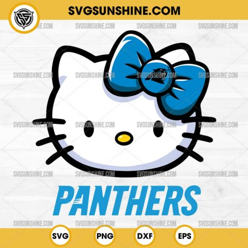 Hello Kitty Head Carolina Panthers Football SVG PNG DXF EPS Cut Files