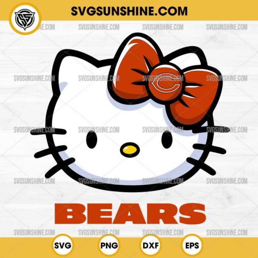 Hello Kitty Head Chicago Bears Football SVG PNG DXF EPS Cut Files