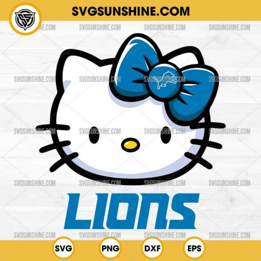 Hello Kitty Head Detroit Lions Football SVG PNG DXF EPS Cut Files