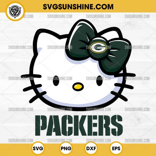 Hello Kitty Head Green Bay Packers Football SVG PNG DXF EPS Cut Files