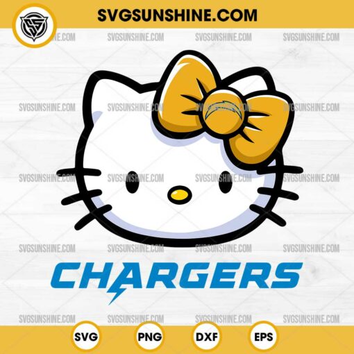 Hello Kitty Head Los angeles Chargers Football SVG PNG DXF EPS Cut Files