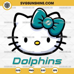 Hello Kitty Head Miami Dolphins Football SVG PNG DXF EPS Cut Files