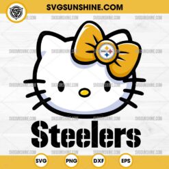 Hello Kitty Head Pittsburgh Steelers Football SVG PNG DXF EPS Cut Files