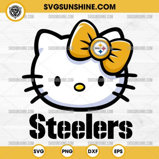 Hello Kitty Head Pittsburgh Steelers Football SVG PNG DXF EPS Cut Files