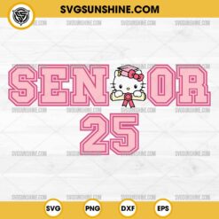 Hello Kitty Senior 2025 SVG, Pink Hello Kitty Graduation Cap SVG, Senior 2025 SVG