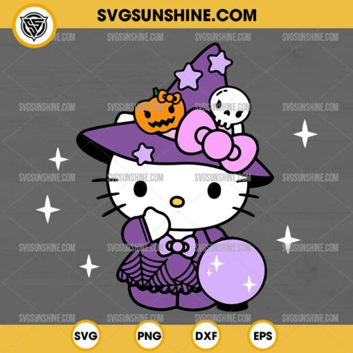 Hello Kitty Witch SVG, Halloween Witch Hello Kitty SVG