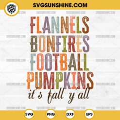 It's Fall Y'all SVG, Flannels Bonfires Football Pumpkins SVG, Retro Fall Pumpkin SVG, Autumn SVG, Football SVG