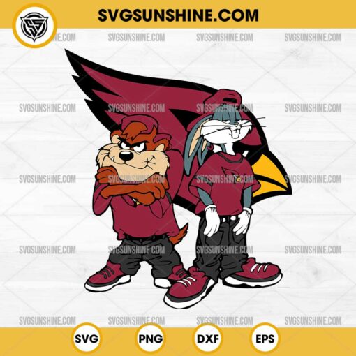 Looney Tunes Tasmanian Devil And Bugs Bunny Arizona Cardinals Football SVG