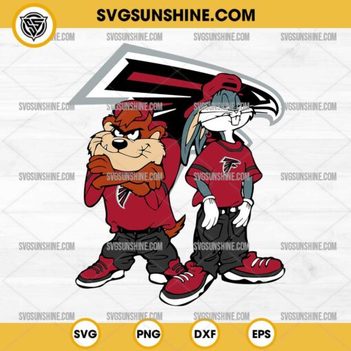 Looney Tunes Tasmanian Devil And Bugs Bunny Atlanta Falcons Football SVG