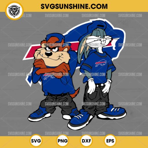 Looney Tunes Tasmanian Devil And Bugs Bunny Buffalo Bills Football SVG