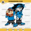 Looney Tunes Tasmanian Devil And Bugs Bunny Carolina Panthers Football SVG